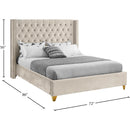  Color_Cream  Size_Queen  -- Barolo Cream Velvet Upholstered Queen Bed IMAGE 8