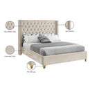  Color_Cream  Size_Queen  -- Barolo Cream Velvet Upholstered Queen Bed IMAGE 9
