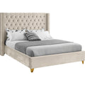  Color_Cream Size_Twin -- Barolo Cream Velvet Upholstered Twin Bed IMAGE 1