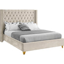  Color_Cream  Size_Twin  -- Barolo Cream Velvet Upholstered Twin Bed IMAGE 1