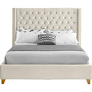 Color_Cream  Size_Twin  -- Barolo Cream Velvet Upholstered Twin Bed IMAGE 2