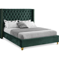 Color_Green  Size_Full  -- Barolo Green Velvet Upholstered Full Bed IMAGE 1