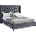  Color_Grey  Size_Full  -- Barolo Grey Velvet Upholstered Full Bed IMAGE 1