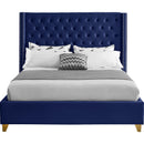  Color_Navy  Size_Full  -- Barolo Navy Velvet Upholstered Full Bed IMAGE 3