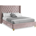  Color_Pink  Size_Full  -- Barolo Pink Velvet Upholstered Full Bed IMAGE 1