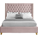  Color_Pink  Size_Full  -- Barolo Pink Velvet Upholstered Full Bed IMAGE 3