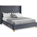  Color_Grey  Size_King  -- Barolo Grey Velvet Upholstered King Bed IMAGE 1