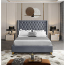  Color_Grey  Size_King  -- Barolo Grey Velvet Upholstered King Bed IMAGE 4