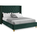  Color_Green  Size_Queen  -- Barolo Green Velvet Upholstered Queen Bed IMAGE 1
