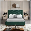  Color_Green  Size_Queen  -- Barolo Green Velvet Upholstered Queen Bed IMAGE 4
