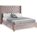  Color_Pink  Size_Queen  -- Barolo Pink Velvet Upholstered Queen Bed IMAGE 1