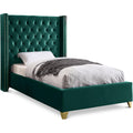  Color_Green Size_Twin -- Barolo Green Velvet Upholstered Twin Bed IMAGE 1