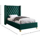 Meridian Barolo Green Velvet Twin Bed IMAGE 4