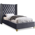  Color_Grey Size_Twin -- Barolo Grey Velvet Upholstered Twin Bed IMAGE 1