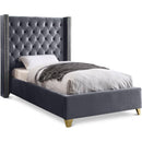  Color_Grey  Size_Twin  -- Barolo Grey Velvet Upholstered Twin Bed IMAGE 1