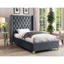  Color_Grey  Size_Twin  -- Barolo Grey Velvet Upholstered Twin Bed IMAGE 2