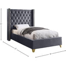  Color_Grey  Size_Twin  -- Barolo Grey Velvet Upholstered Twin Bed IMAGE 4