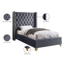  Color_Grey  Size_Twin  -- Barolo Grey Velvet Upholstered Twin Bed IMAGE 5