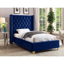  Color_Navy  Size_Twin  -- Barolo Navy Velvet Upholstered Twin Bed IMAGE 2