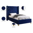  Color_Navy  Size_Twin  -- Barolo Navy Velvet Upholstered Twin Bed IMAGE 5