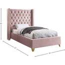  Color_Pink  Size_Twin  -- Barolo Pink Velvet Upholstered Twin Bed IMAGE 4