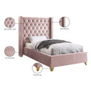  Color_Pink  Size_Twin  -- Barolo Pink Velvet Upholstered Twin Bed IMAGE 5