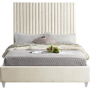  Color_Cream  Size_King  -- Candace Cream Velvet Upholstered King Bed IMAGE 3