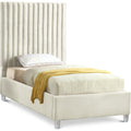  Color_Cream Size_Twin -- Candace Cream Velvet Upholstered Twin Bed IMAGE 1
