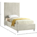  Color_Cream  Size_Twin  -- Candace Cream Velvet Upholstered Twin Bed IMAGE 4