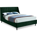  Color_Black/ Green  Size_Queen  -- Eva Green Velvet Upholstered Queen Bed IMAGE 1