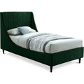  Color_Black/ Green Size_Twin -- Eva Green Velvet Upholstered Twin Bed IMAGE 1