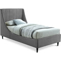  Color_Grey Size_Twin -- Eva Grey Velvet Upholstered Twin Bed IMAGE 1