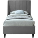  Color_Grey  Size_Twin  -- Eva Grey Velvet Upholstered Twin Bed IMAGE 3