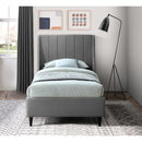  Color_Grey  Size_Twin  -- Eva Grey Velvet Upholstered Twin Bed IMAGE 4