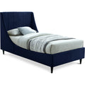  Color_Navy Size_Twin -- Eva Navy Velvet Upholstered Twin Bed IMAGE 1
