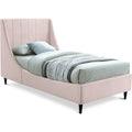  Color_Pink Size_Twin -- Eva Pink Velvet Upholstered Twin Bed IMAGE 1