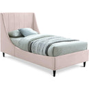  Color_Pink  Size_Twin  -- Eva Pink Velvet Upholstered Twin Bed IMAGE 1