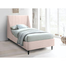  Color_Pink  Size_Twin  -- Eva Pink Velvet Upholstered Twin Bed IMAGE 2