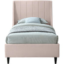  Color_Pink  Size_Twin  -- Eva Pink Velvet Upholstered Twin Bed IMAGE 3
