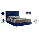  Color_Gold/ Navy  Size_Queen  -- Geri Navy Velvet Upholstered Queen Bed IMAGE 16