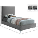  Color_Gold/ Grey  Size_Twin  -- Geri Grey Velvet Upholstered Twin Bed IMAGE 15