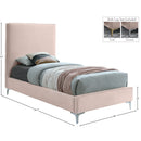  Color_Gold/ Pink  Size_Twin  -- Geri Pink Velvet Upholstered Twin Bed IMAGE 15