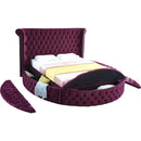  Color_Purple  Size_King  -- Luxus Purple Velvet Upholstered King Bed IMAGE 7