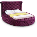  Color_Purple  Size_Queen  -- Luxus Purple Velvet Upholstered Queen Bed IMAGE 1