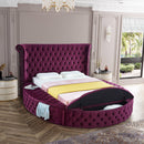  Color_Purple  Size_Queen  -- Luxus Purple Velvet Upholstered Queen Bed IMAGE 4