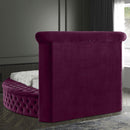  Color_Purple  Size_Twin  -- Luxus Purple Velvet Upholstered Twin Bed IMAGE 10