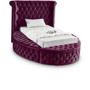  Color_Purple  Size_Twin  -- Luxus Purple Velvet Upholstered Twin Bed IMAGE 1