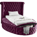  Color_Purple  Size_Twin  -- Luxus Purple Velvet Upholstered Twin Bed IMAGE 2