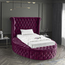 Color_Purple  Size_Twin  -- Luxus Purple Velvet Upholstered Twin Bed IMAGE 3
