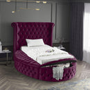  Color_Purple  Size_Twin  -- Luxus Purple Velvet Upholstered Twin Bed IMAGE 4